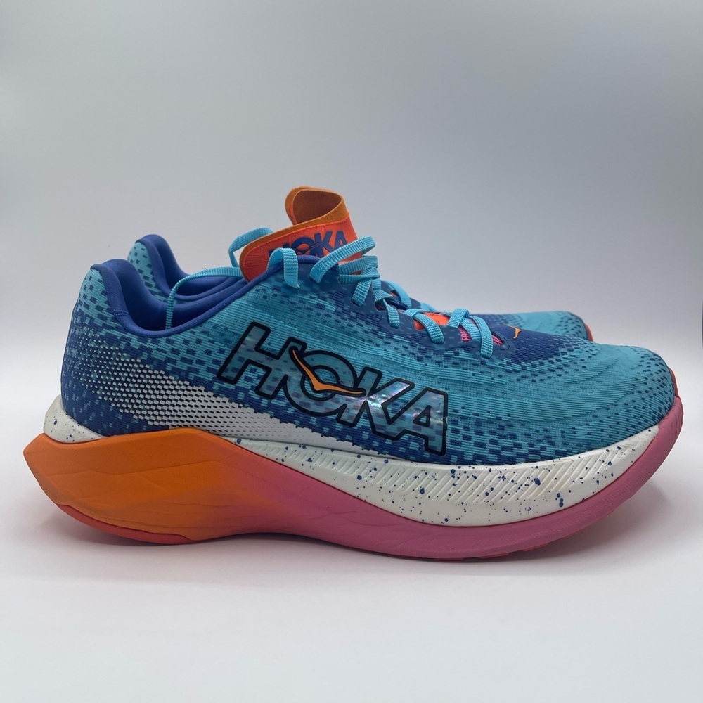 Unisex Hoka One One Ironman Mach X Running Shoes Blue Orange Mesh Sneakers 42